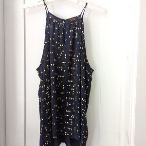 Blue tank with gold accents